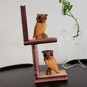Vintage wooden owl book ends